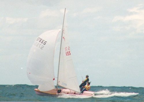 Krister Bergstrm & Olle Wenrup, S-7655. World Champions at the Worlds in Sydney -88.  (40 Kb)